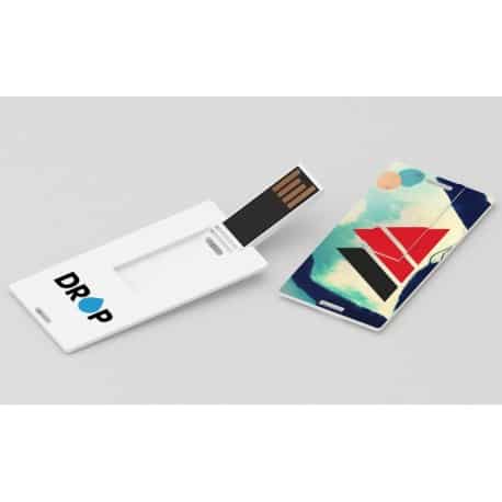 Clé USB format petite carte marquage quadri Color Card Small avec porte clés pour dossier de presse